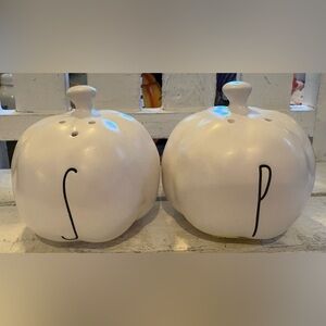 Rae Dunn White Ceramic Pumpkin S&P Shakers
